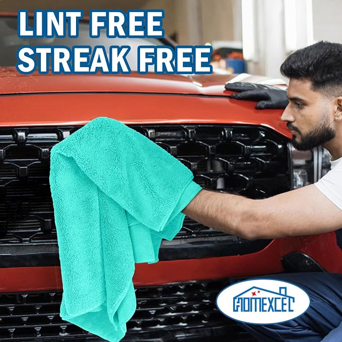 HOMEXCEL Professional Large Microfiber Car Drying Towels 2 Pack, Lint Free - Image 5