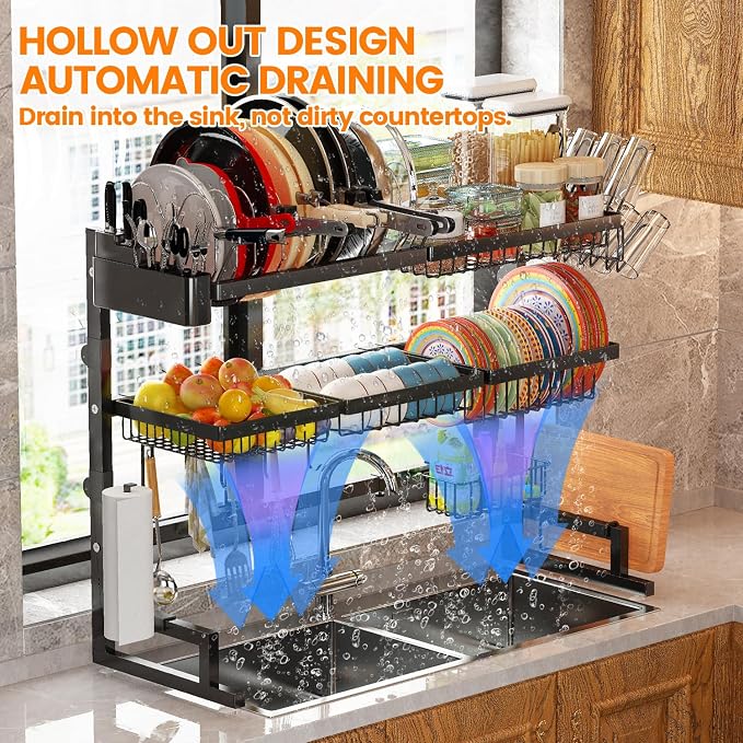 Over Sink Dish Drying Rack Snap-On Design Large Dish Drainer Storage Counter - Image 8
