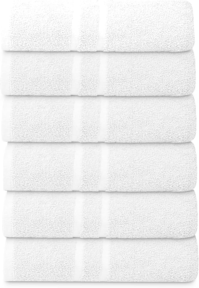 Basic Medium Bath Towels 24x48 Inches – Pack of 6 – White Color – Soft and - Image 2