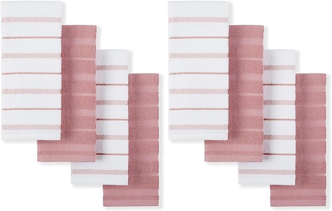 KitchenAid Albany Kitchen Towel 4-Pack Set, Dried Rose/White by KitchenAid