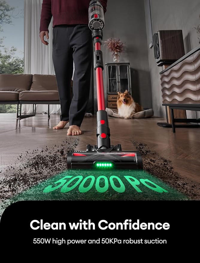 Ultenic Cordless Vacuum Cleaner, 550W/50Kpa, 60Mins Runtime, 180°Bendable Wand - Image 2