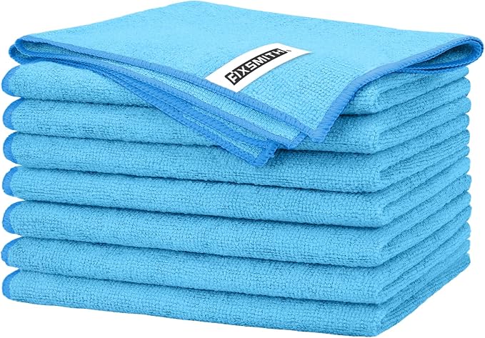 FIXSMITH Blue Microfiber Cleaning Cloth -Pack of 8, Highly Absorbent Cleaning by FIXSMITH