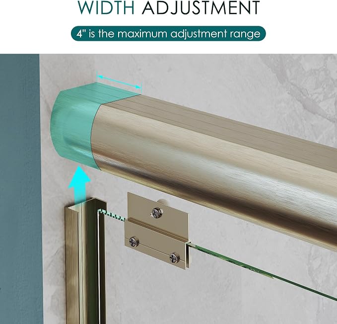 ELEGANT Double Sliding Shower Door 50-54" W x 72" H, Semi-Frameless Bypass - Image 4