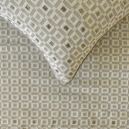 The HomeCentric King/Queen/Twin Grey Decorative Twin 53"x18" Bed Runner with Pillow Cover, Checkered, Beaded, Hand Embroidery Bed Scarf on Velvet Fabric - The Brick Effect