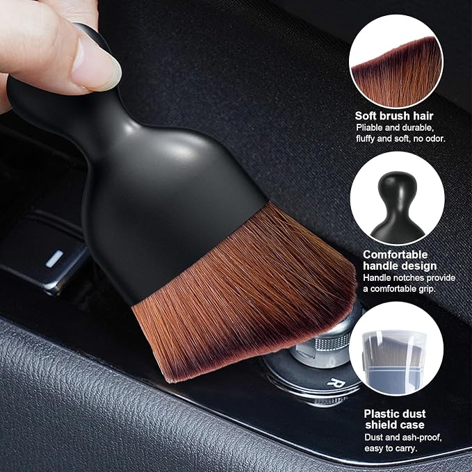 Ziciner 2 PCS Car Detailing Brush, Curved Soft Bristles Auto Removal Dust - Image 3