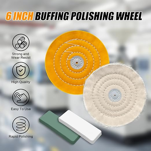 6pcs Buffing Wheel Kit Includes 4pcs 6 Inch Polishing Pads and 2pcs Polishing - Image 4