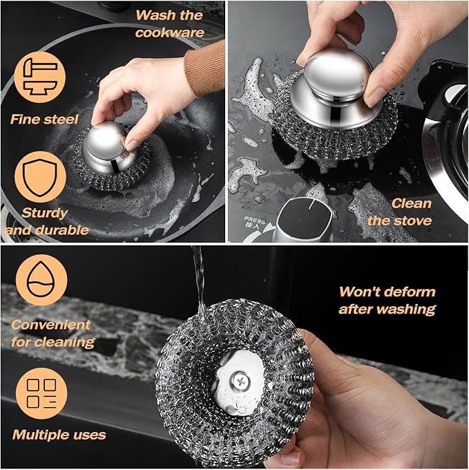Heavy Duty Stainless Steel Scrubber Set - Image 5