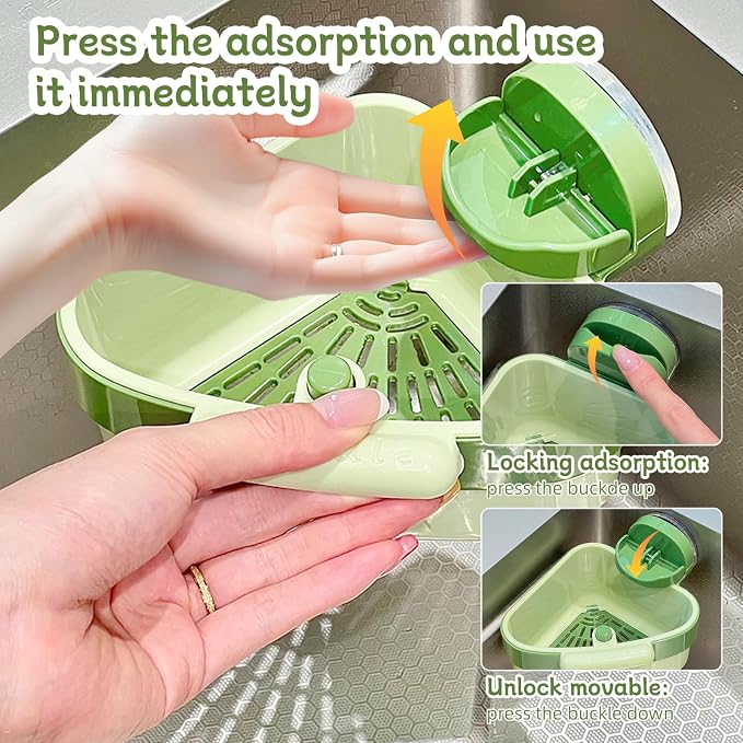 Suction Cup Sink Corner Rack 2026 Upgrade Corner Sink Strainer Basket Automatic - Image 7