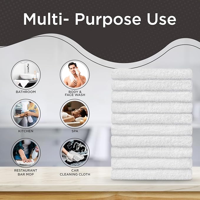 DecorRack 20 Pack 100% Cotton Wash Cloth, Luxurious Soft, 12 x 12 inch Ultra - Image 5