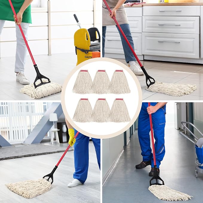 Matthew Cleaning 24oz 6Pack Cotton Floor Mop, Looped-Open String Heavy Duty - Image 5