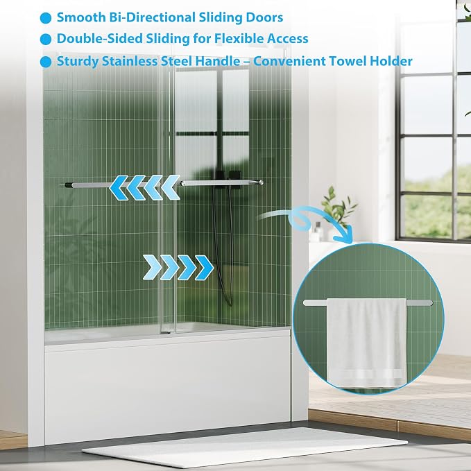 60" x 59" Frameless Sliding Shower Door - Image 3