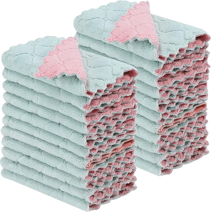 22 Pack Kitchen Dish Cloths, Reusable Dish Towels, Nonstick Oil Washable Fast by Rachan