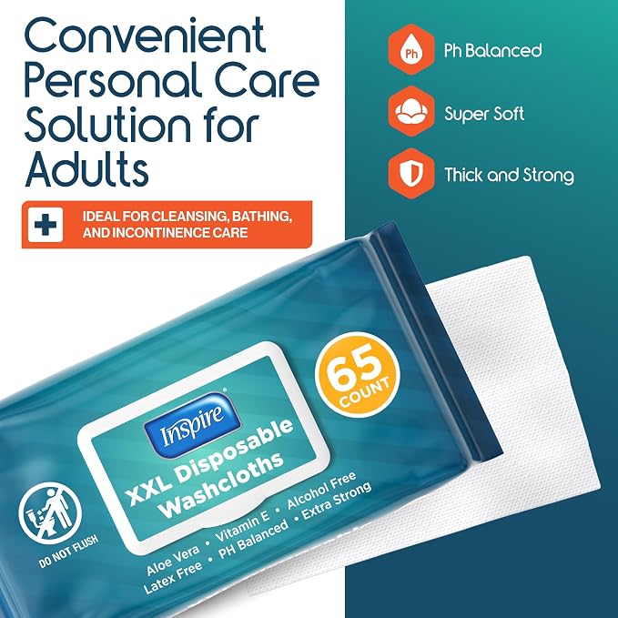 Inspire Adult Wet Wipes, Wash Cloths - Image 2