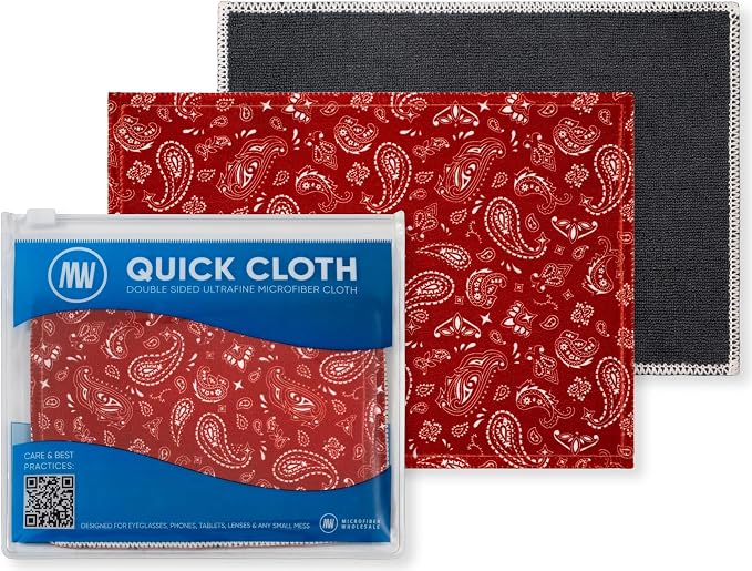 Quick Cloth Microfiber Glasses Cleaning Cloths – 8x8, Paisley Red, 1 Pack - Image 7
