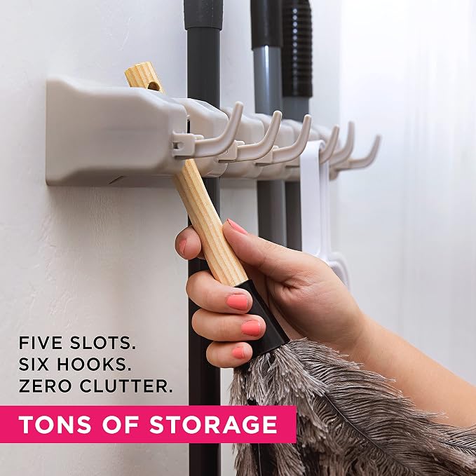 Broom Holder Wall Mount and Garden Tool Organizer, Closet Storage, Kitchen Rack - Image 2