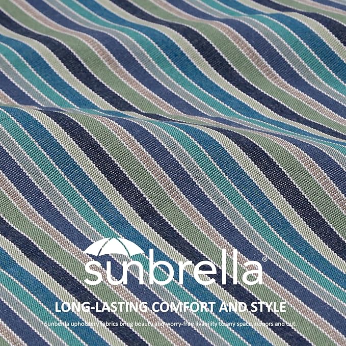 Sunbrella Outdoor High Back Chair Cushion Seat Pads, 44 x 21 Inch Water-Repellent & Fade-Resistant Patio Furniture Cushions with Ties for Adirondack, Rocking Chairs, Swell Turquoise