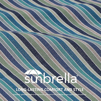 Sunbrella Outdoor High Back Chair Cushion Seat Pads, 44 x 21 Inch Water-Repellent & Fade-Resistant Patio Furniture Cushions with Ties for Adirondack, Rocking Chairs, Swell Turquoise