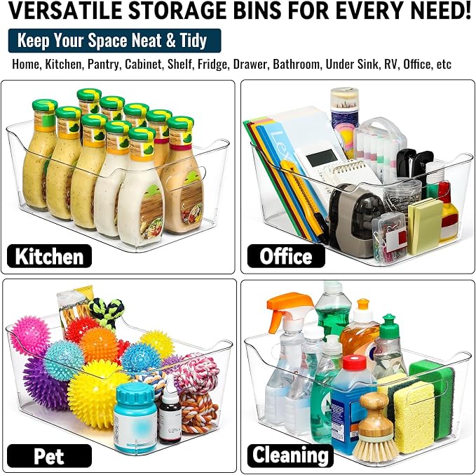 12 PACK Multi-Use Clear Plastic Storage Bins - Image 6