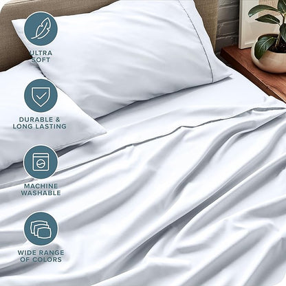 Bare Home Split California King Sheet Set - 1800 Ultra-Soft Microfiber Split California King Bed Sheets - Double Brushed - Deep Pockets - Easy Fit - 5 Piece Set - Bed Sheets (Split Cal King, White)