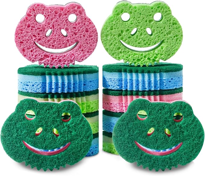 SmilePowo 12 Pack Scrub Sponge, Bulk Sponges, Dual-Sided Multi-Functional by SmilePowo
