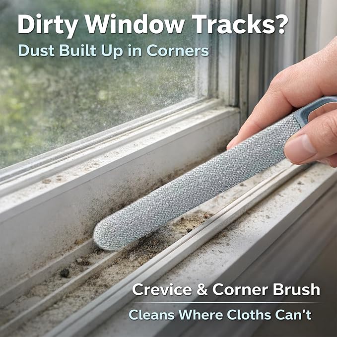 6-in-1 Window Track & Screen Cleaning Kit – Detachable Brushes, Microfiber - Image 4