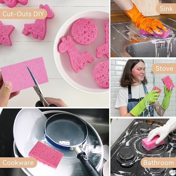 6 Pcs Kitchen Sponges for Dishes Cleaning, Non Scratch for Non Stick Cookware - Image 6