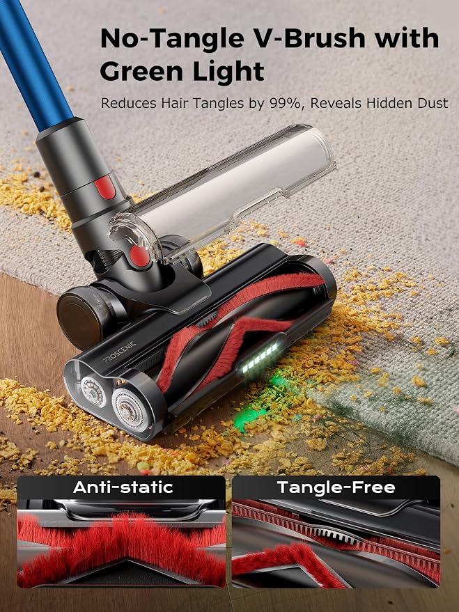 Proscenic Cordless Vacuum Cleaner, 45Kpa 55Mins Runtime, 180°Bendable Wand - Image 4