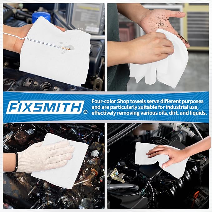 FIXSMITH Microfiber Cleaning Cloth, Shop Towels Bulk, 24 Pack White Microfiber - Image 6