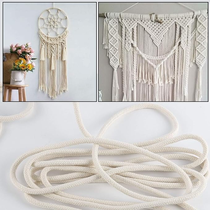 SOUJAP 5/32 Inch White Natural Cotton Clothesline Rope, 4mm x 328 Feet Cotton - Image 4