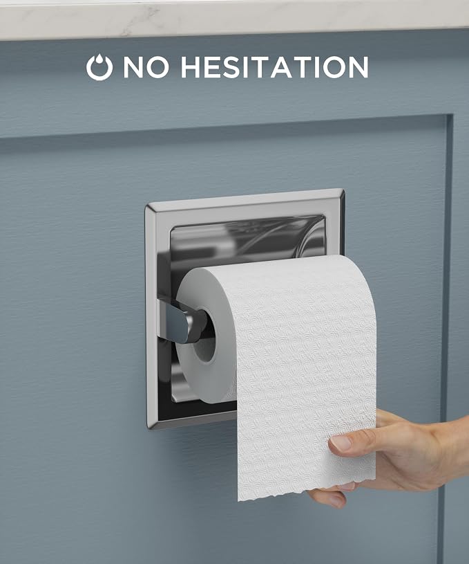 FORIOUS Recessed Toilet Paper Holder, Stainless Steel Durable Tissue Roll - Image 2