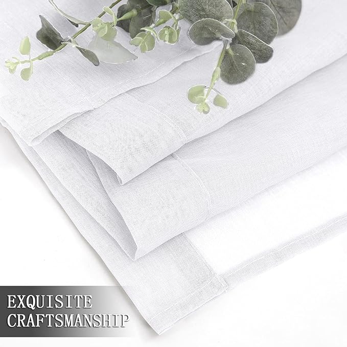 Tollpiz Sheer Curtains Bedroom Linen Textured Curtain Sheers Light Filtering - Image 7