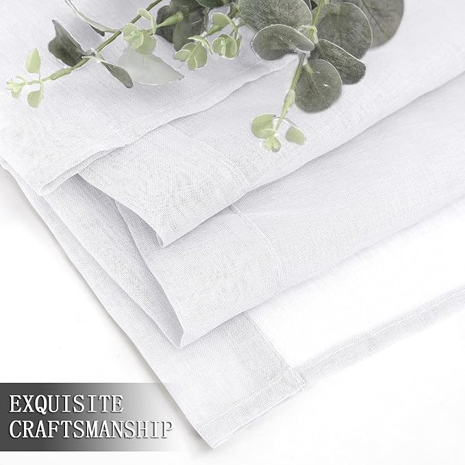 Tollpiz Sheer Tier Curtains Kitchen Linen Textured Half Curtain Sheers Light - Image 7