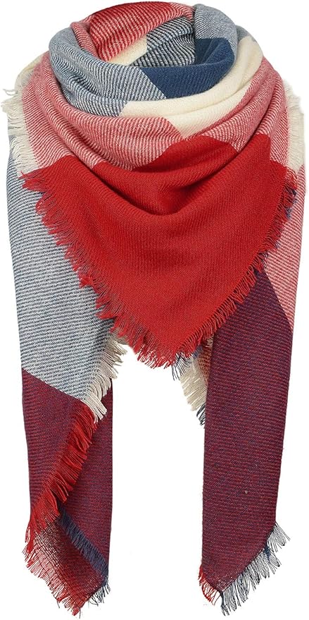 American Trends Women's Cozy Warm Winter Fall Blanket Scarf Stylish Soft Chunky Checked Giant Scarves Shawls