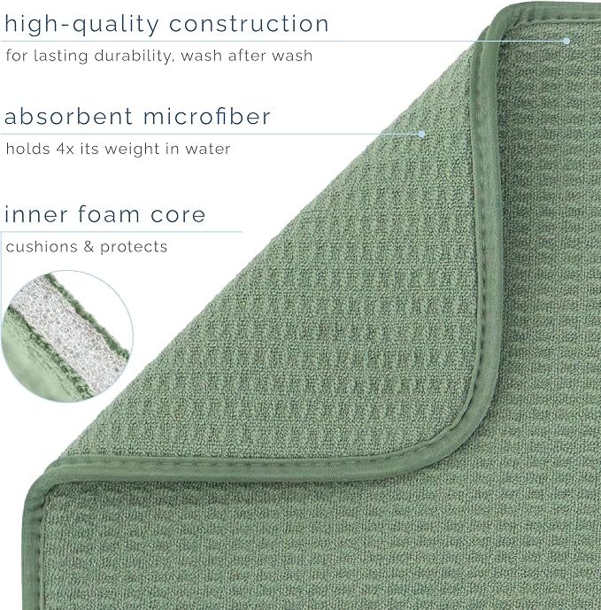 S&T INC. Dish Drying Mat Jumbo, 18” x 30”, Absorbent Microfiber Kitchen Counter - Image 3