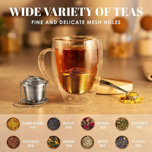 Tea Infuser Set of 2 with Tea Scoop & Drip Trays - Image 2