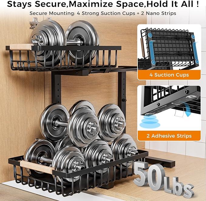 Under Sink Organizer, 2 Pack 2 Tier Under Sink Organizers and Storage, Slide - Image 6
