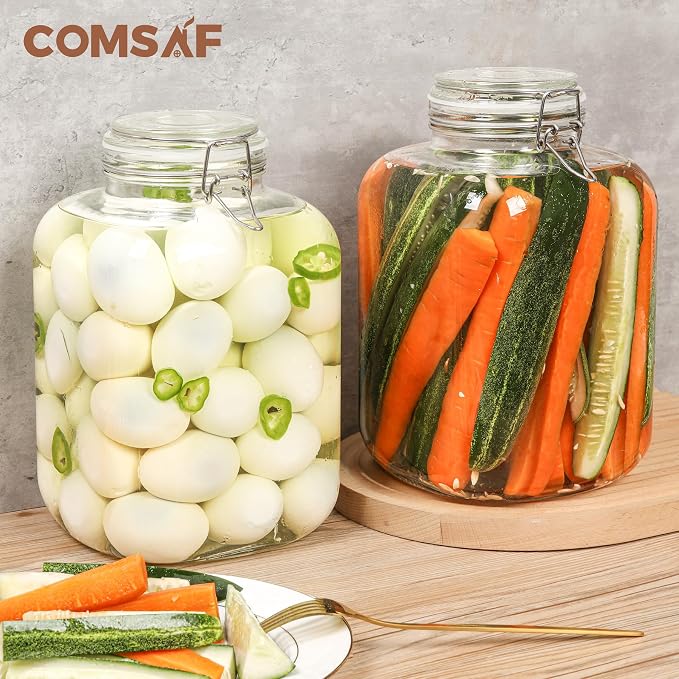 ComSaf 1 Gallon Glass Jar with Lid, Flour Sugar Storage Containers 128oz - Image 4