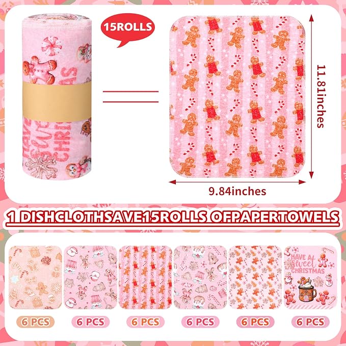 36 Pack Reusable Cleaning Cloths Washable Cotton Kitchen Dish Towels - Image 2