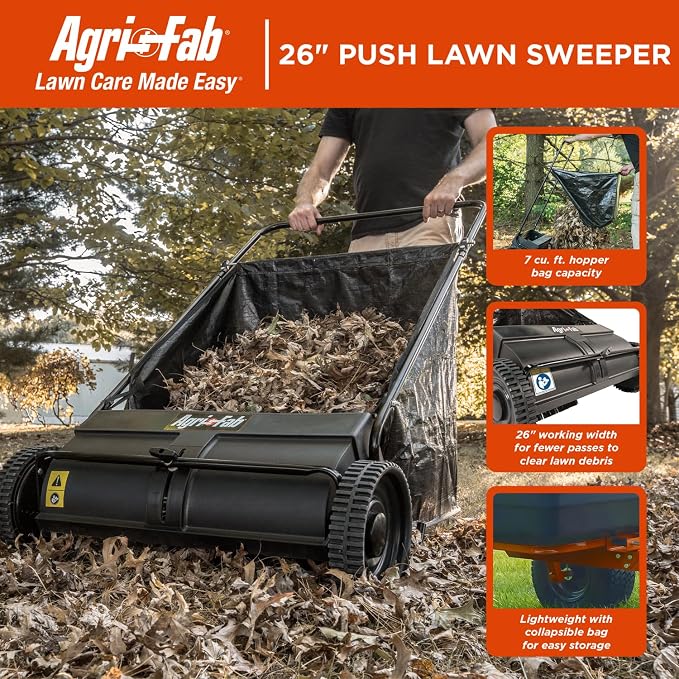 Agri-Fab 45-0218 " 26" Push Behind Lawn Sweeper, 7 cu. ft Hopper Bag Capacity; - Image 9