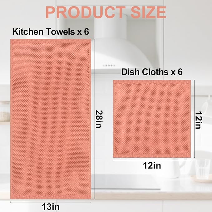 Homaxy 100% Cotton Kitchen Towels and Dishcloths Set, 12 x 12 Inches and 13 x - Image 4