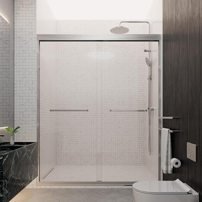 56"-60" W x 70" H Semi-Frameless Double Sliding Bypass Shower Door, 1/4" SGCC - Image 9