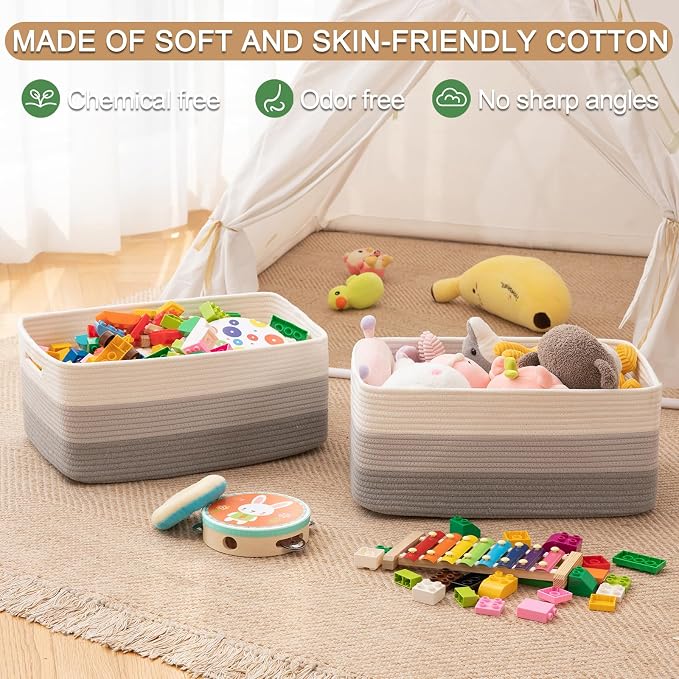 Large Storage Basket for Organizing, Woven Rope Basket for Shelves, Closet - Image 5