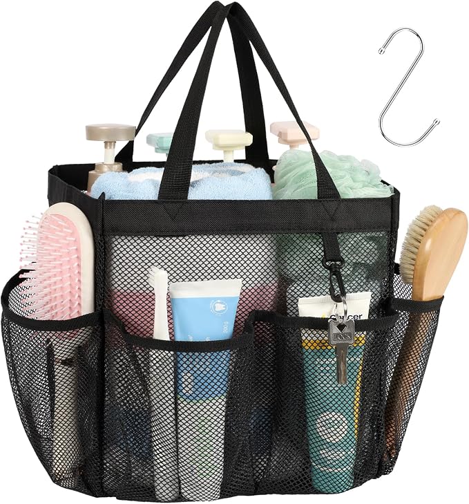 F-color Mesh Shower Caddy Portable, Upgrade Deeper 7 Pockets Shower Bag Basket by F-color