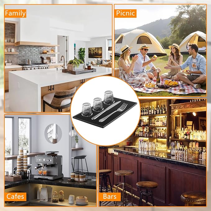 2 Pack Bar Mat, Non Slip Spill Proof Service Mat, Rubber Dish Drying Mat - Image 7