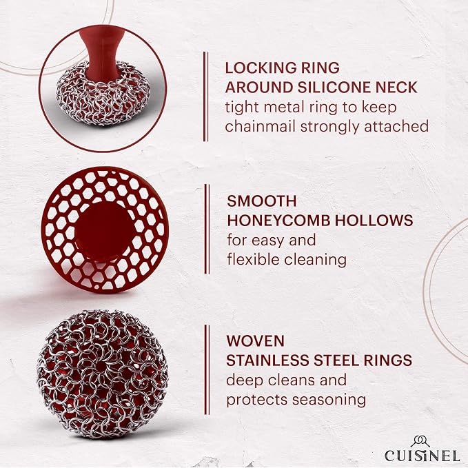 Cuisinel Cast Iron Chainmail Scrubber + Pan Scraper - Image 5