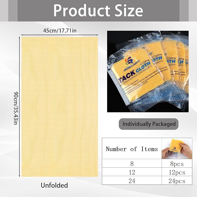24 Pack Tack Cloths, Tack Rags for Woodworking, 17.7 x 35.4 in Tac Cloth Dust - Image 2