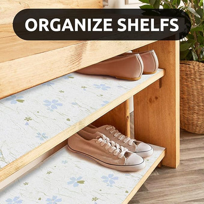 RAY STAR 12X120 Inch Shelf Liner for Kitchen Cabinets, Non-Adhesive Cabinet Liner Washable, PVC Drawer Liner for Dresser Non-Slip Bathroom (Floral)(6 Roll)
