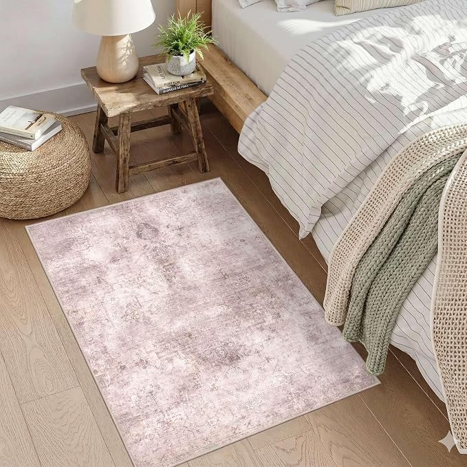 Small 2x3 Entryway Pink Rug, Vintage Area Rugs - Image 3