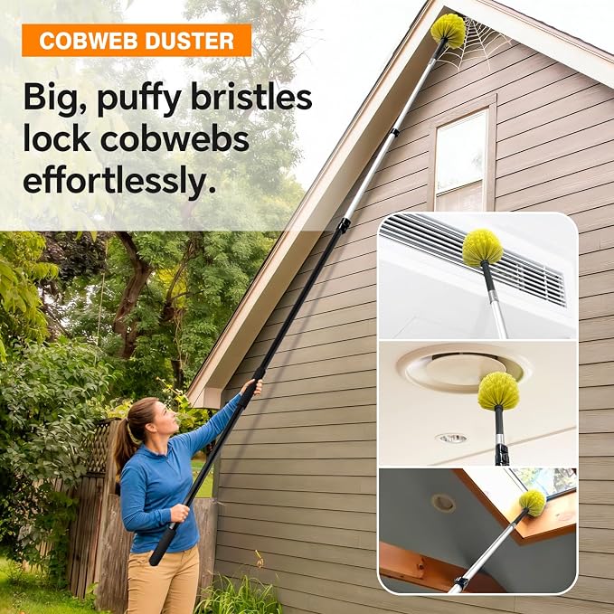 4-12Ft Telescoping Extension Pole Kit, 5-in-1 High Reach Duster - Image 5
