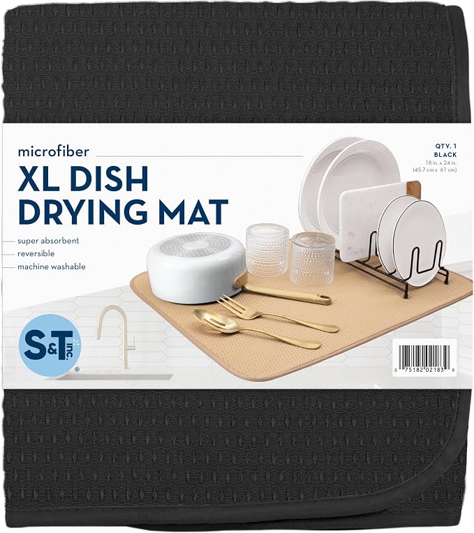 S&T INC. Dish Drying Mat XL, 18” x 24”, Absorbent Microfiber Kitchen Counter Mat - Image 8